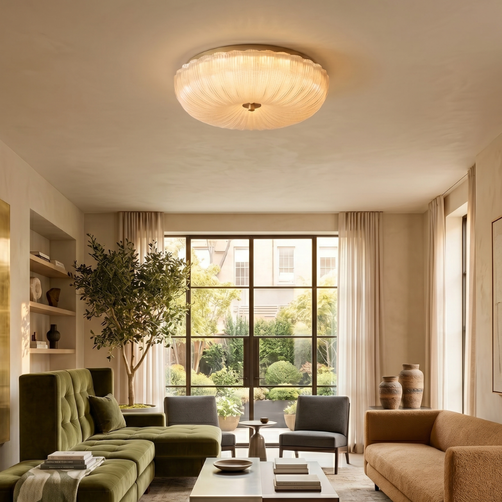 Elegant Ceiling Light Frosted Glass Dimmable Gold Finish 99