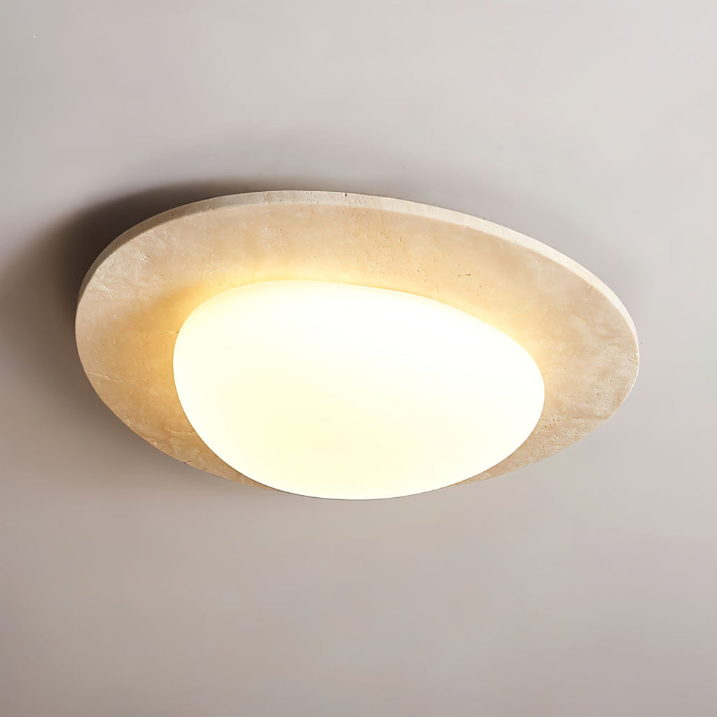 Elegant Ceiling Light Natural Travertine Integrated LED 0