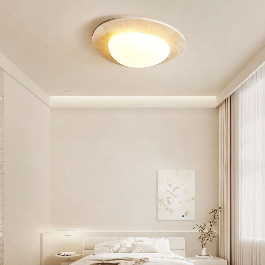 Elegant Ceiling Light Natural Travertine Integrated LED 3