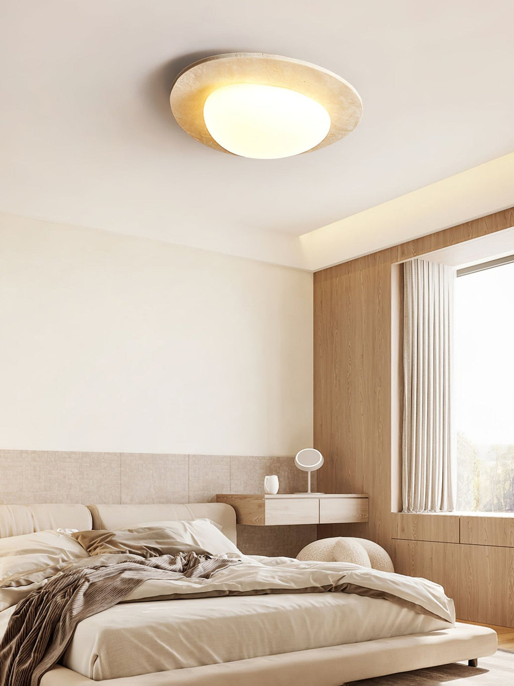 Elegant Ceiling Light Natural Travertine Integrated LED 5