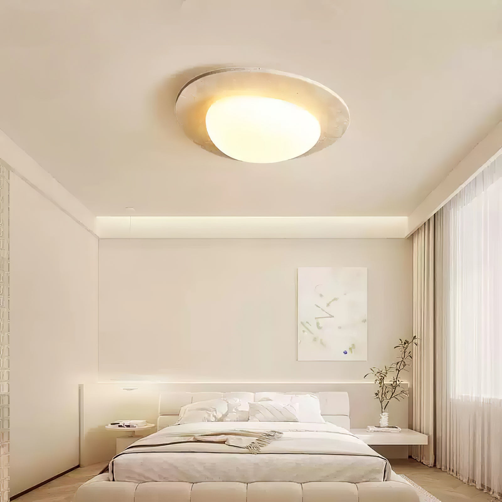 Elegant Ceiling Light Natural Travertine Integrated LED 6