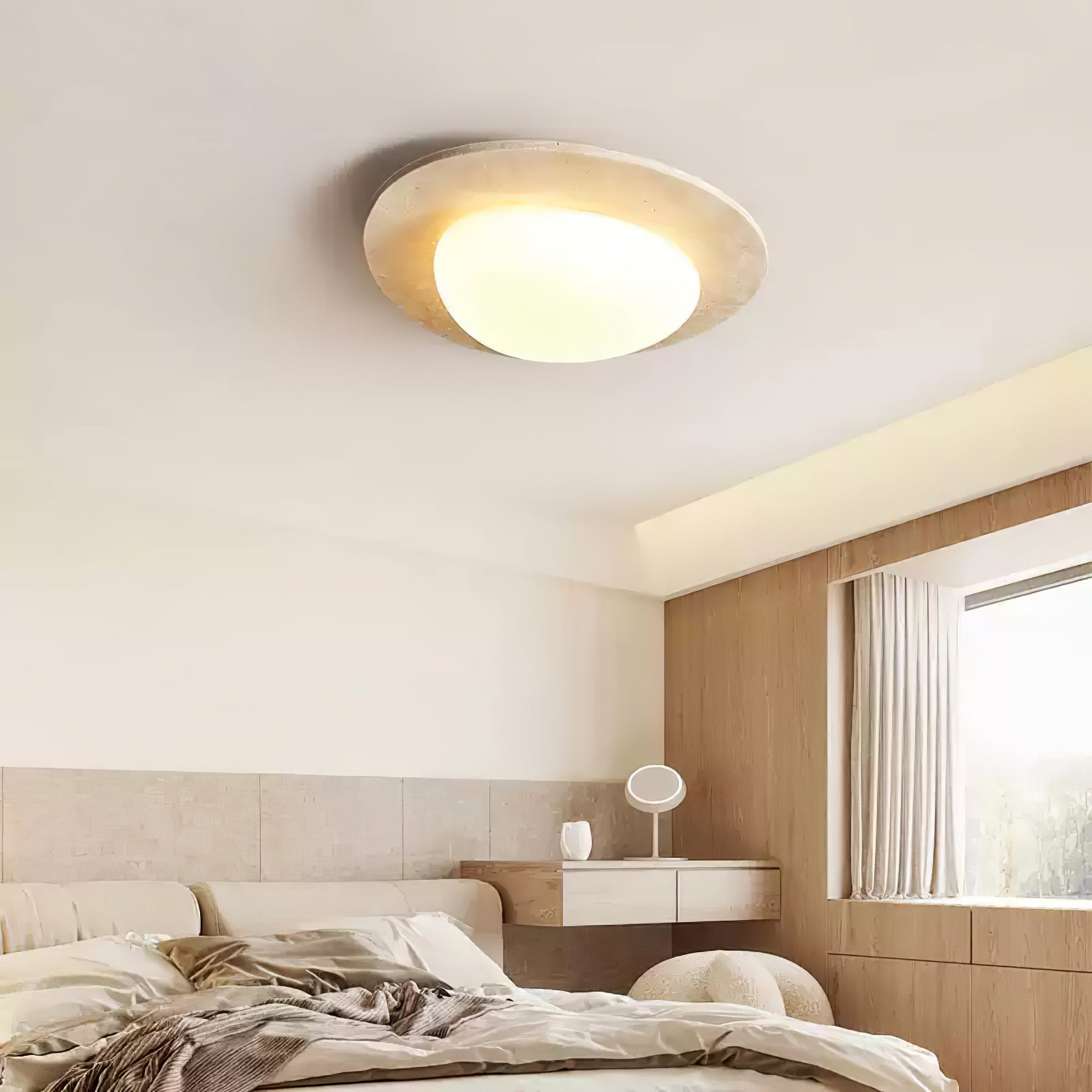 Elegant Ceiling Light Natural Travertine Integrated LED 7