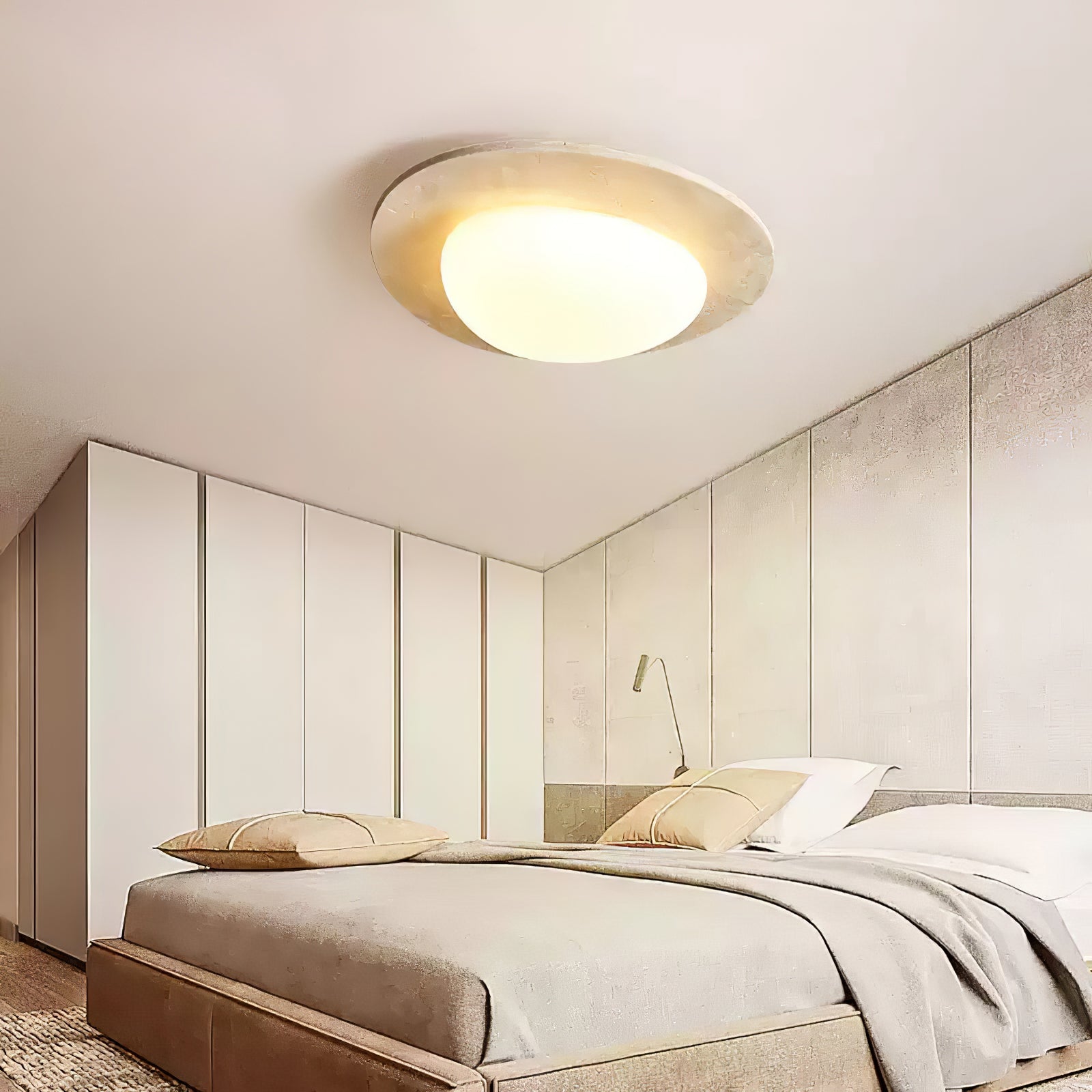 Elegant Ceiling Light Natural Travertine Integrated LED 8