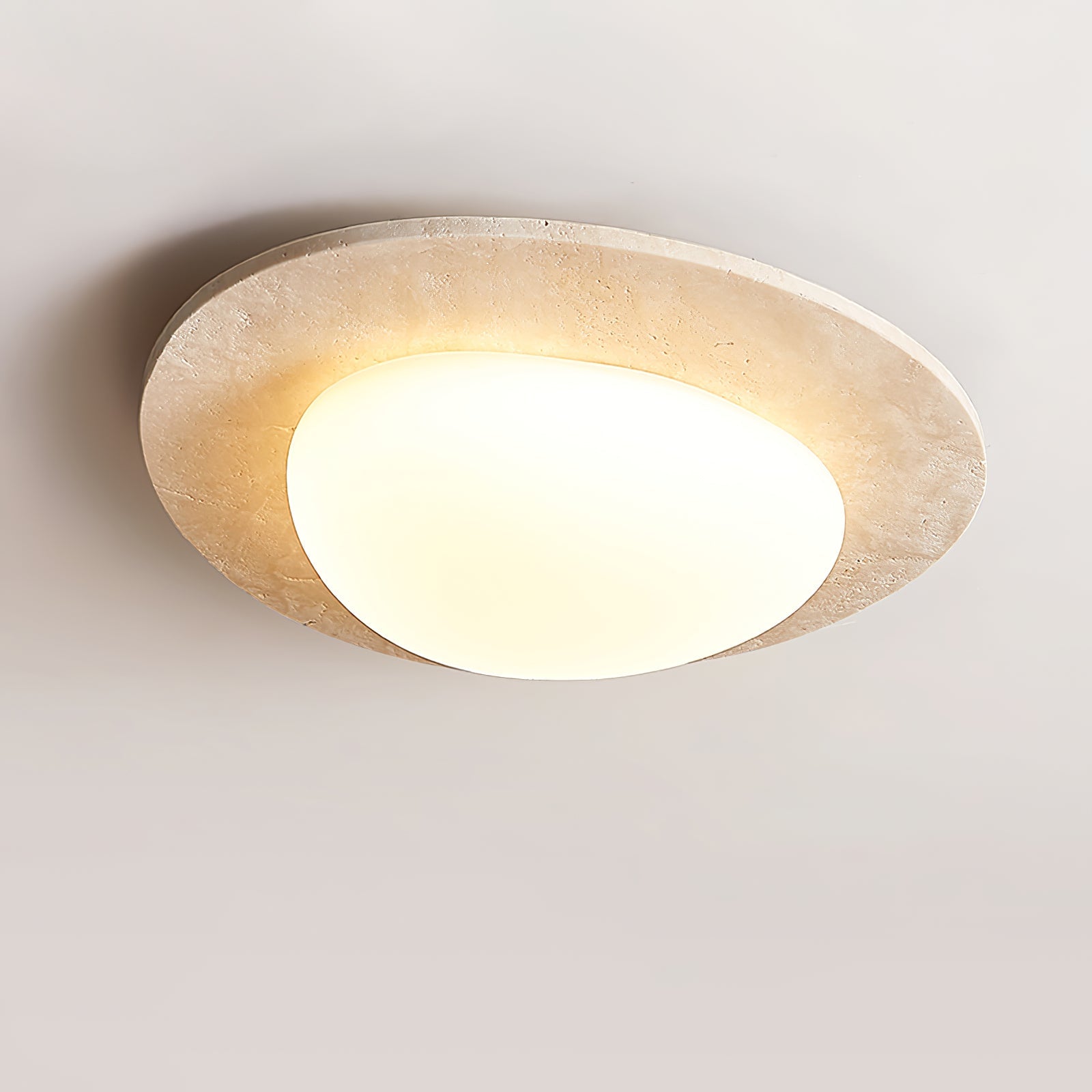 Elegant Ceiling Light Natural Travertine Integrated LED 9