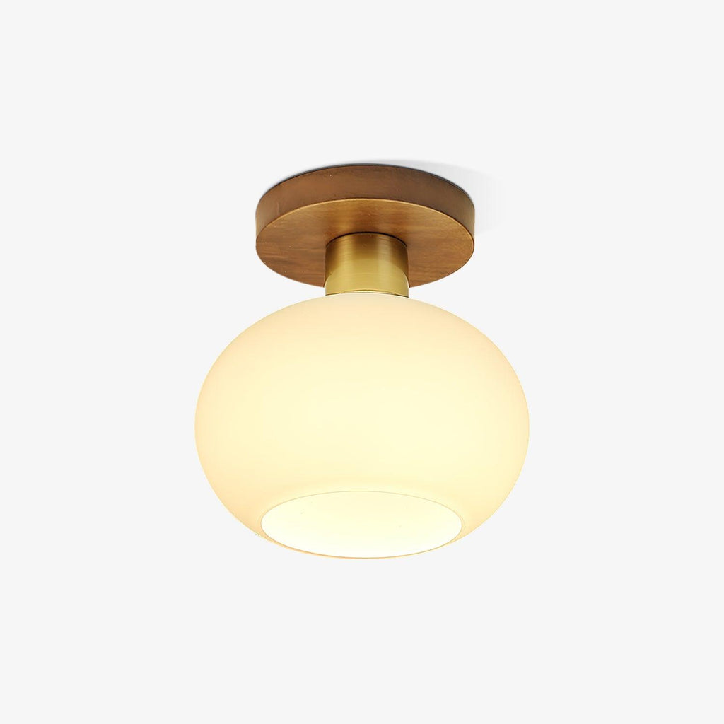 Elegant Ceiling Light  Walnut Opal Glass Dimmable 1