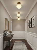 Elegant Ceiling Light  Walnut Opal Glass Dimmable 3
