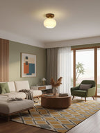 Elegant Ceiling Light  Walnut Opal Glass Dimmable 6
