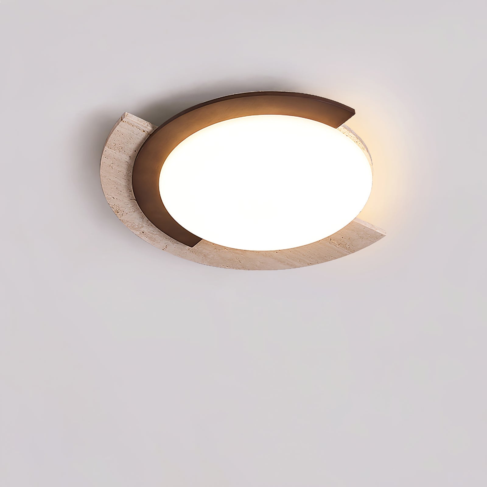 Elegant Ceiling Light Yellow Travertine Dimmable Arc 0
