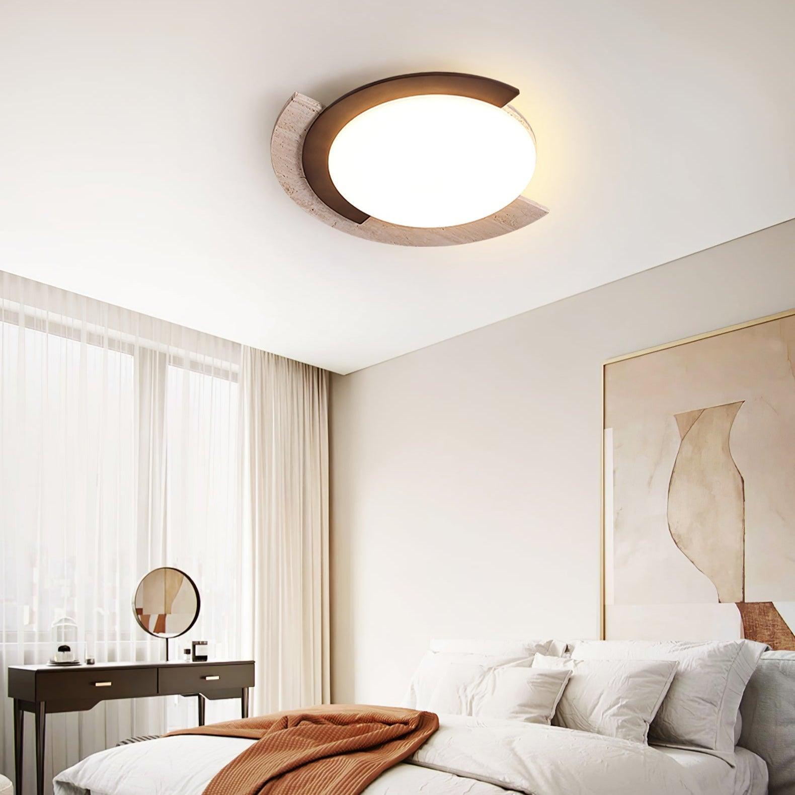 Elegant Ceiling Light Yellow Travertine Dimmable Arc 2