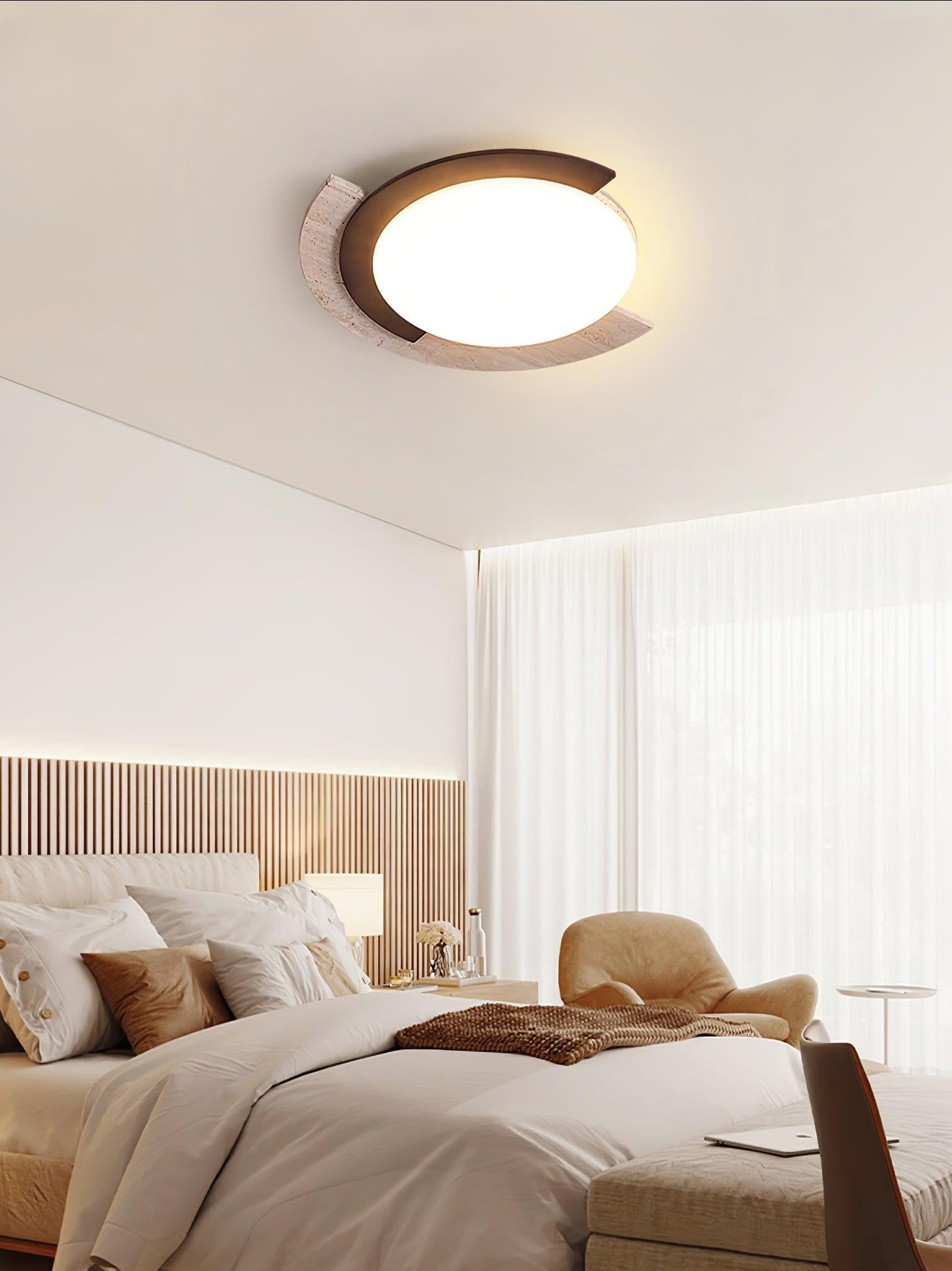 Elegant Ceiling Light Yellow Travertine Dimmable Arc 3