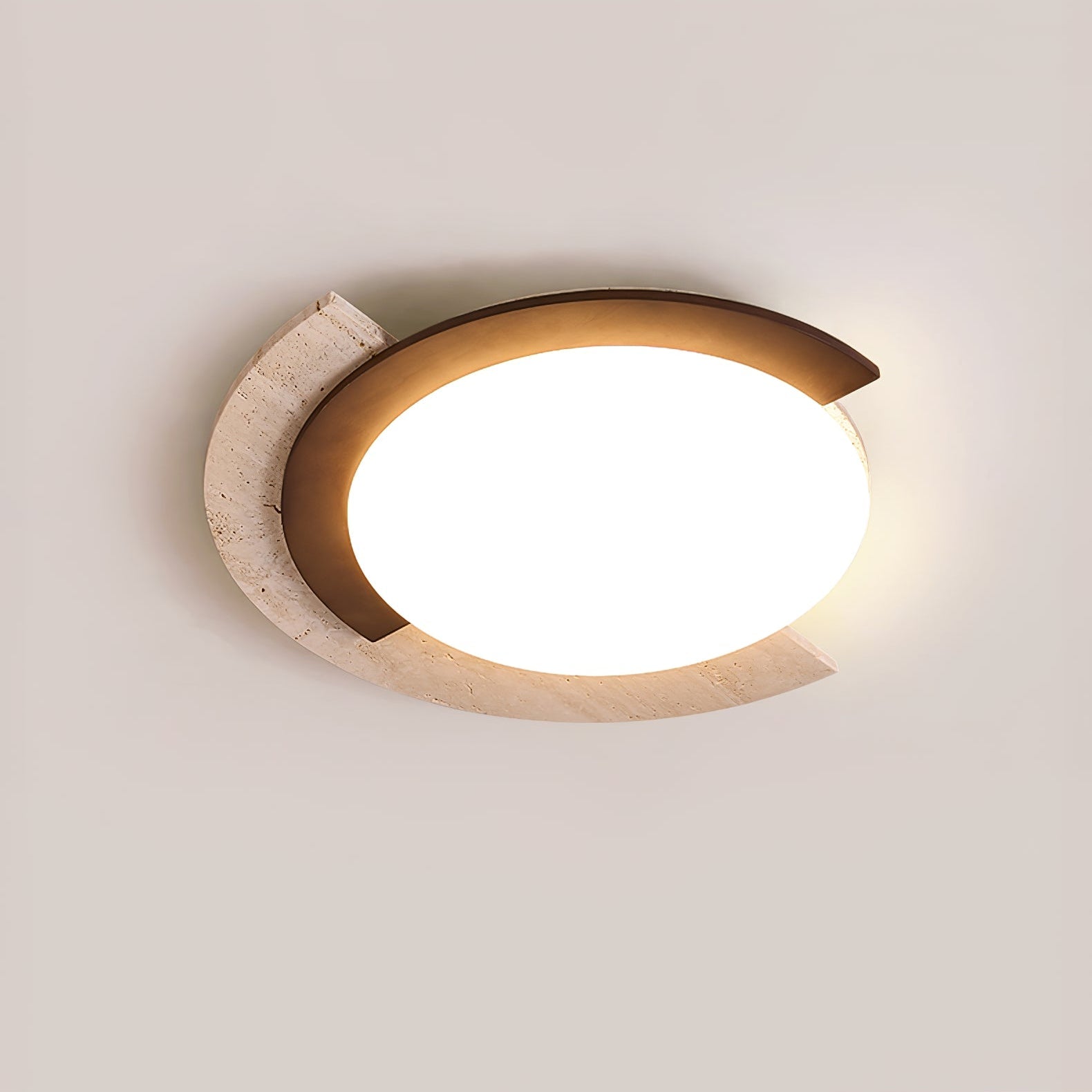 Elegant Ceiling Light Yellow Travertine Dimmable Arc 6