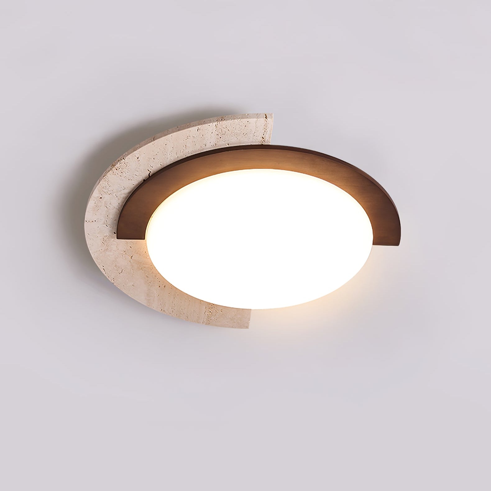 Elegant Ceiling Light Yellow Travertine Dimmable Arc 8