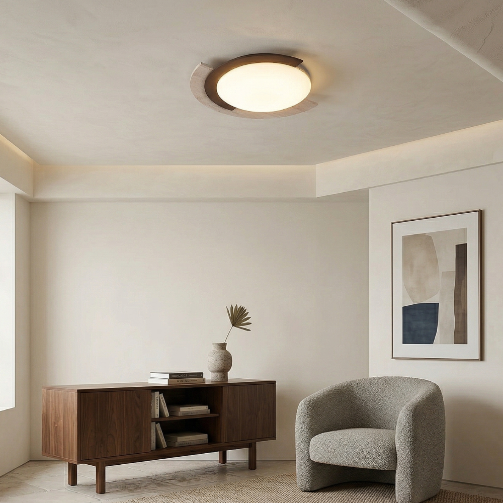 Elegant Ceiling Light Yellow Travertine Dimmable Arc 99