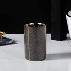 Elegant Ceramic Bathroom Accessories Set Gold Accents 0