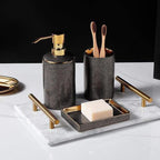 Elegant Ceramic Bathroom Accessories Set Gold Accents 1