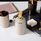 Elegant Ceramic Bathroom Accessories Set Gold Accents 4