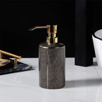 Elegant Ceramic Bathroom Accessories Set Gold Accents 5