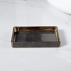 Elegant Ceramic Bathroom Accessories Set Gold Accents 8