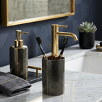 Elegant Ceramic Bathroom Accessories Set Gold Accents 99