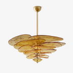 Elegant Chandelier Glass Petals Gold Adjustable Height 1