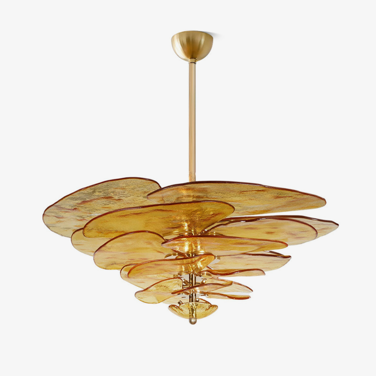 Elegant Chandelier Glass Petals Gold Adjustable Height 1