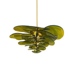 Elegant Chandelier Glass Petals Gold Adjustable Height 10
