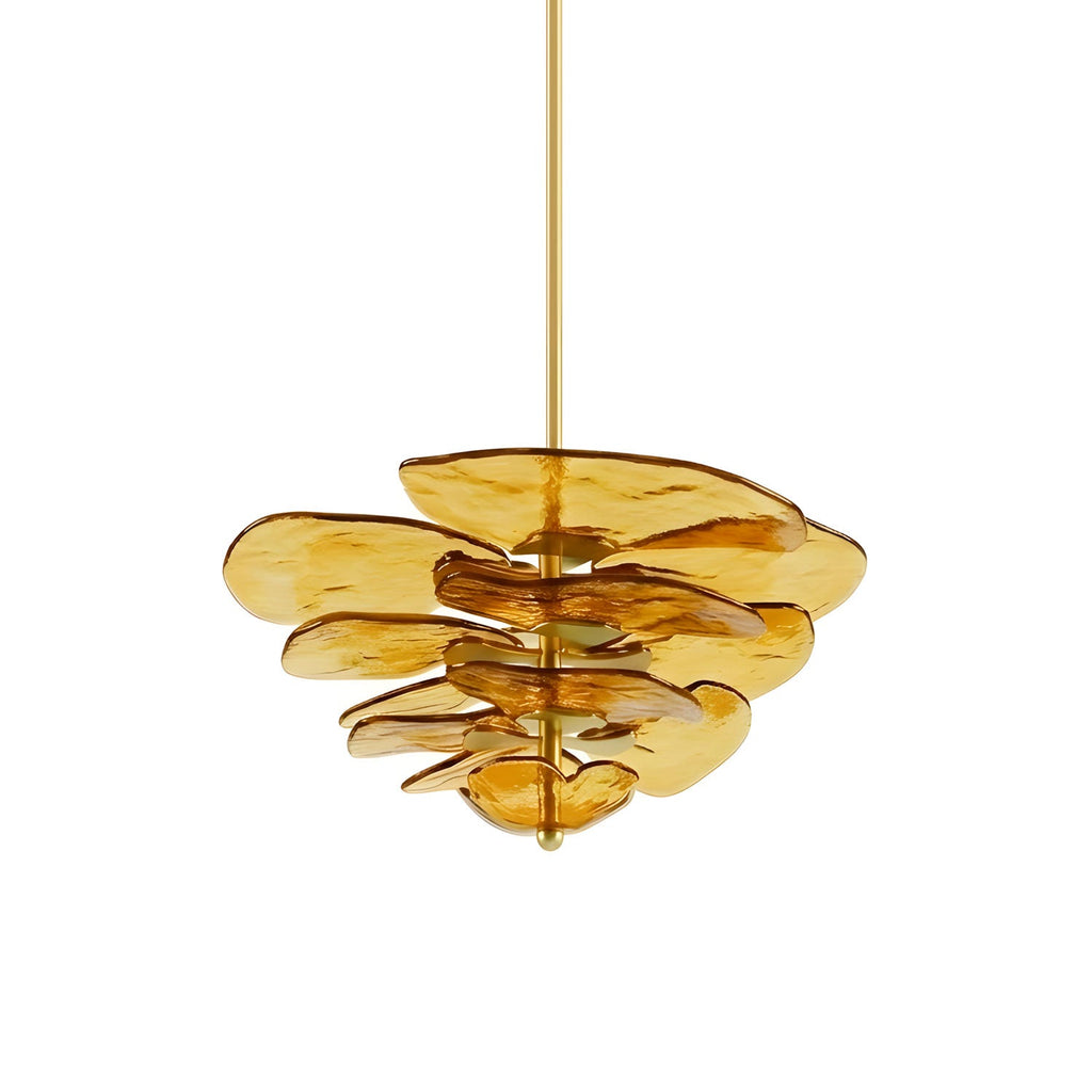 Elegant Chandelier Glass Petals Gold Adjustable Height 11
