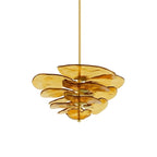 Elegant Chandelier Glass Petals Gold Adjustable Height 11