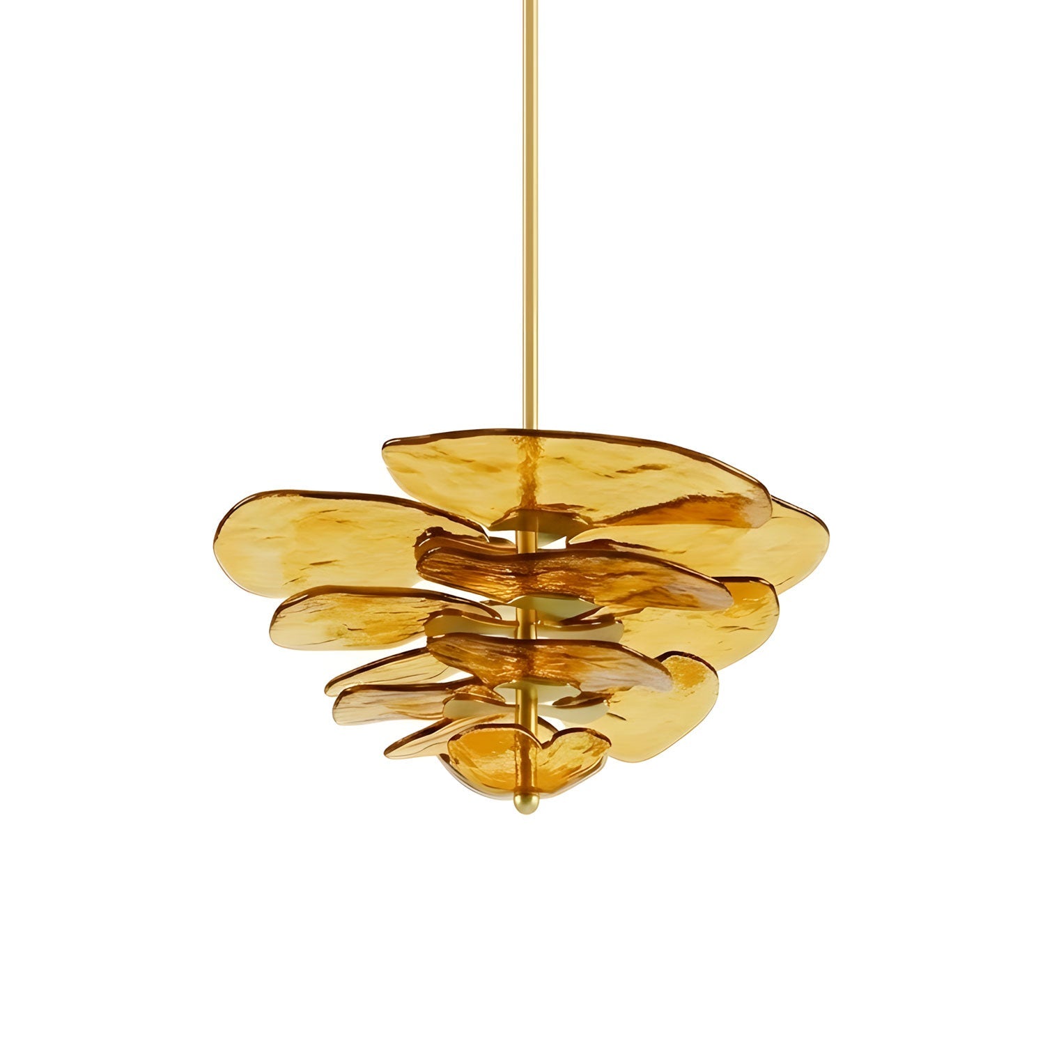Elegant Chandelier Glass Petals Gold Adjustable Height 11