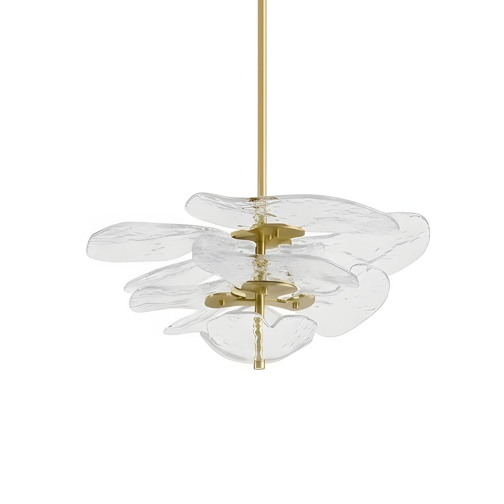 Elegant Chandelier Glass Petals Gold Adjustable Height 12