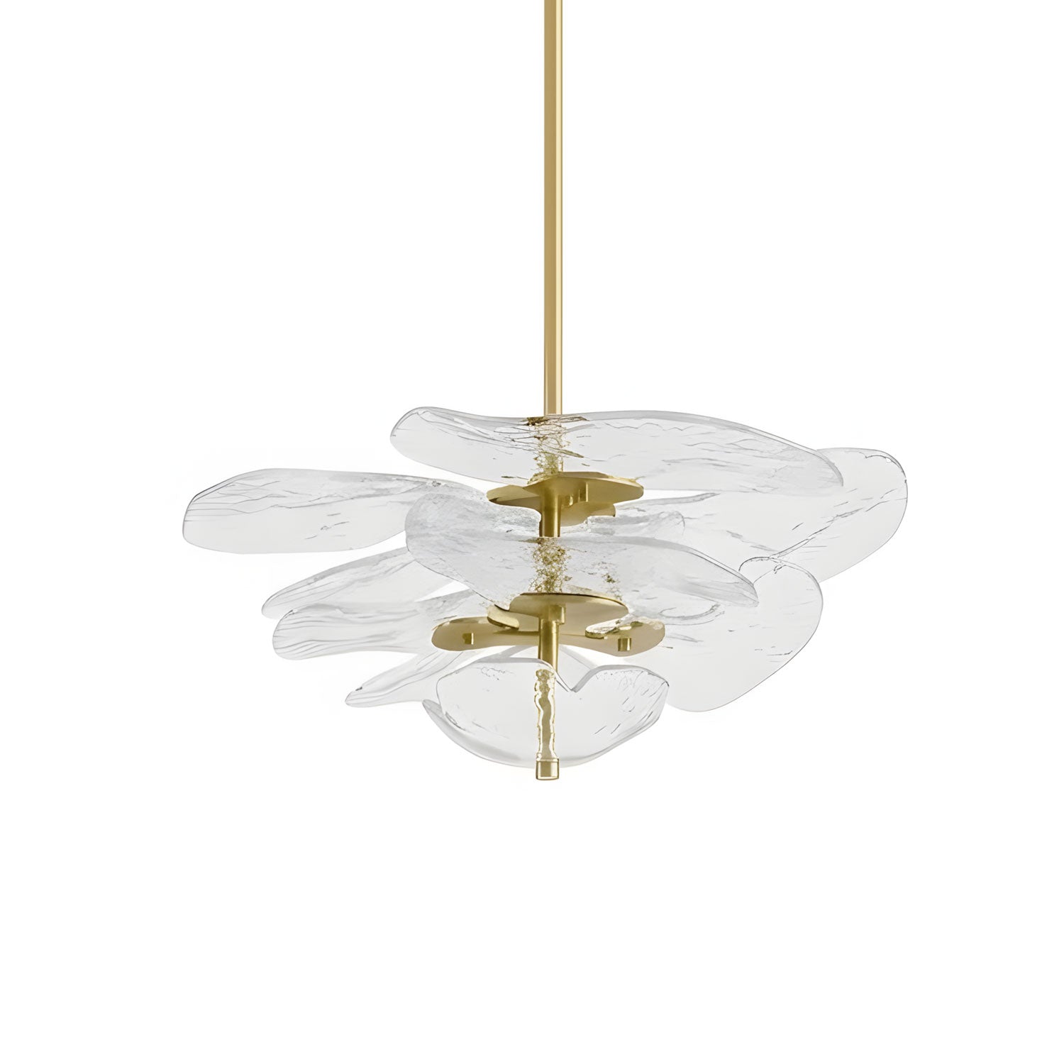 Elegant Chandelier Glass Petals Gold Adjustable Height 12