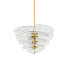 Elegant Chandelier Glass Petals Gold Adjustable Height 13