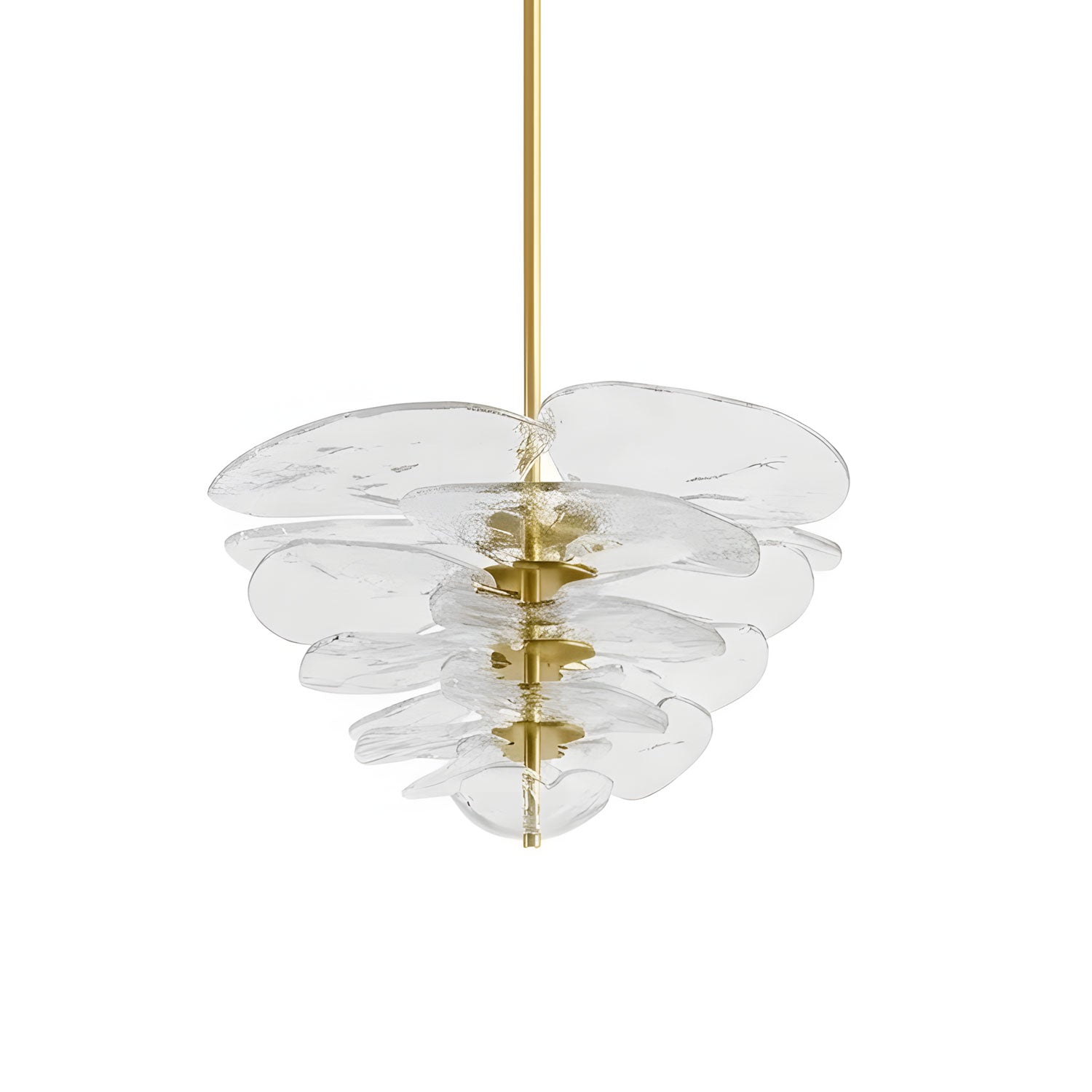 Elegant Chandelier Glass Petals Gold Adjustable Height 13