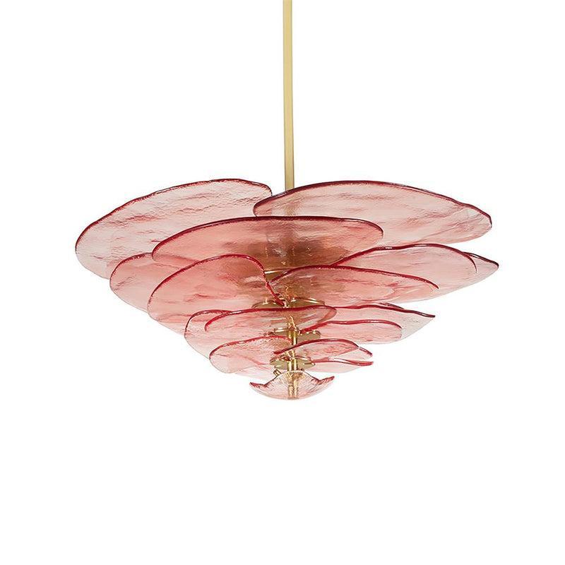 Elegant Chandelier Glass Petals Gold Adjustable Height 14
