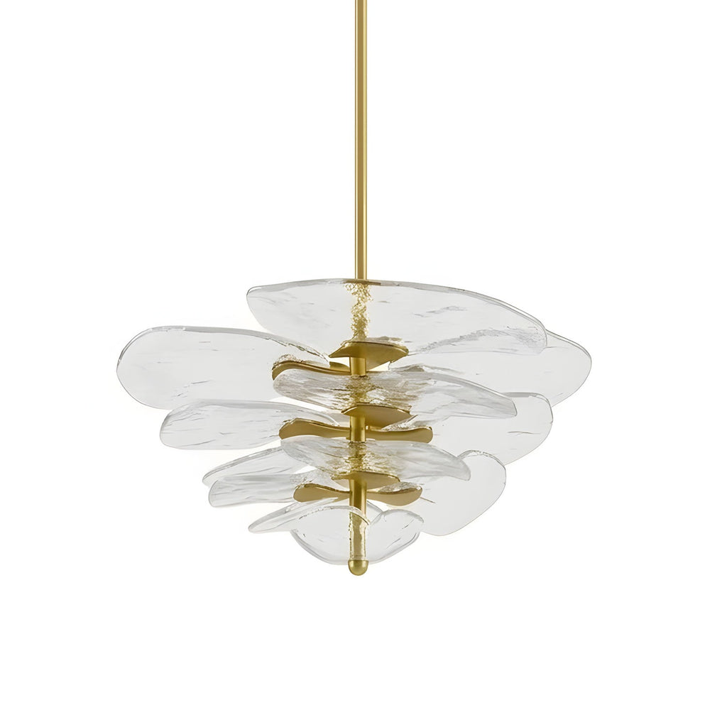 Elegant Chandelier Glass Petals Gold Adjustable Height 15