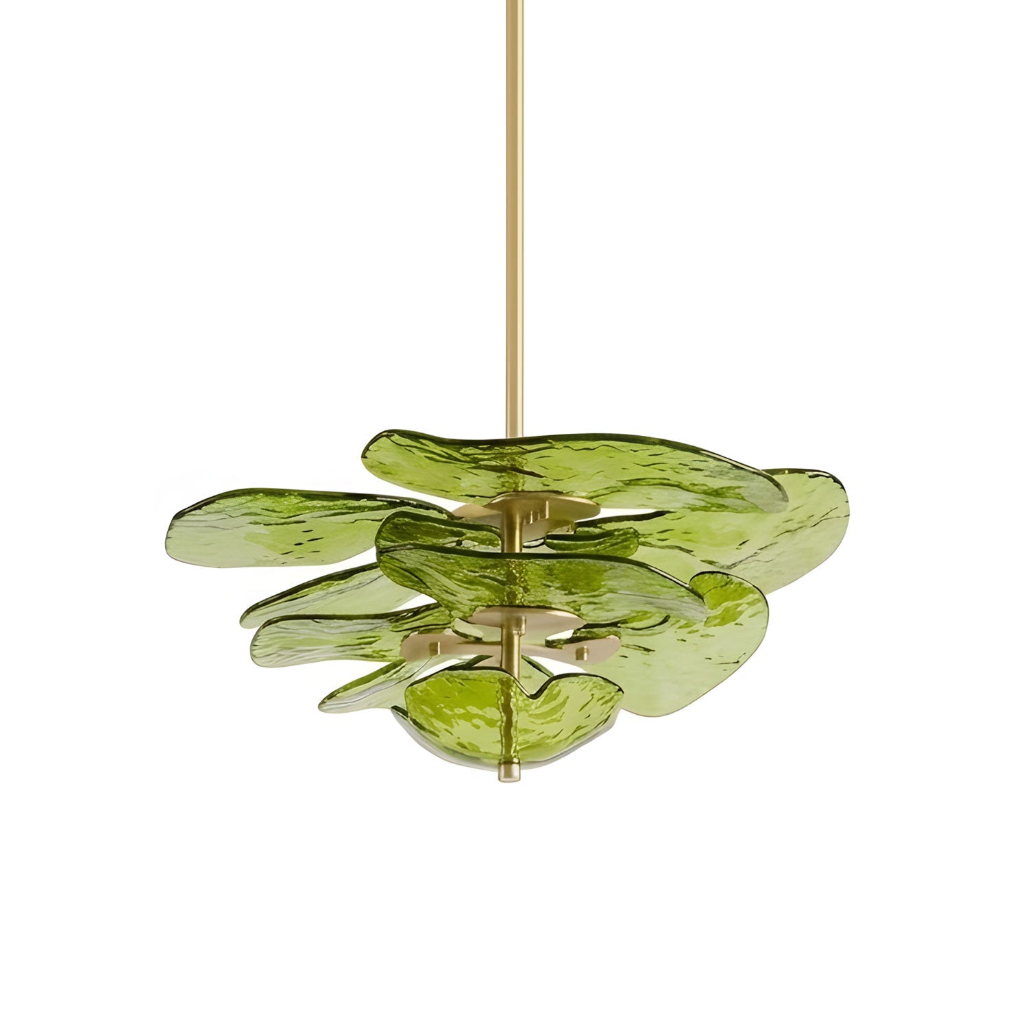 Elegant Chandelier Glass Petals Gold Adjustable Height 17