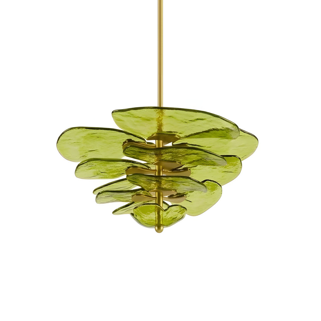 Elegant Chandelier Glass Petals Gold Adjustable Height 18