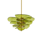 Elegant Chandelier Glass Petals Gold Adjustable Height 18