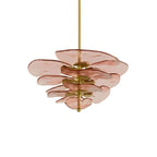 Elegant Chandelier Glass Petals Gold Adjustable Height 19