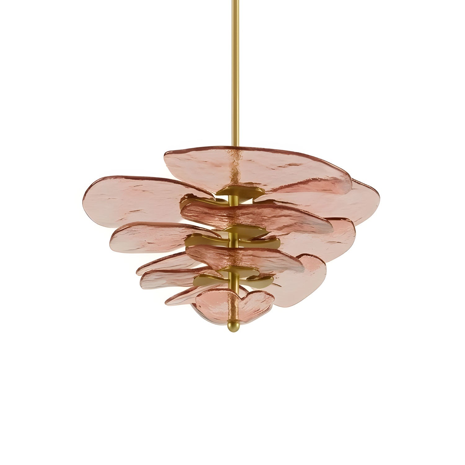 Elegant Chandelier Glass Petals Gold Adjustable Height 19