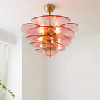 Elegant Chandelier Glass Petals Gold Adjustable Height 2