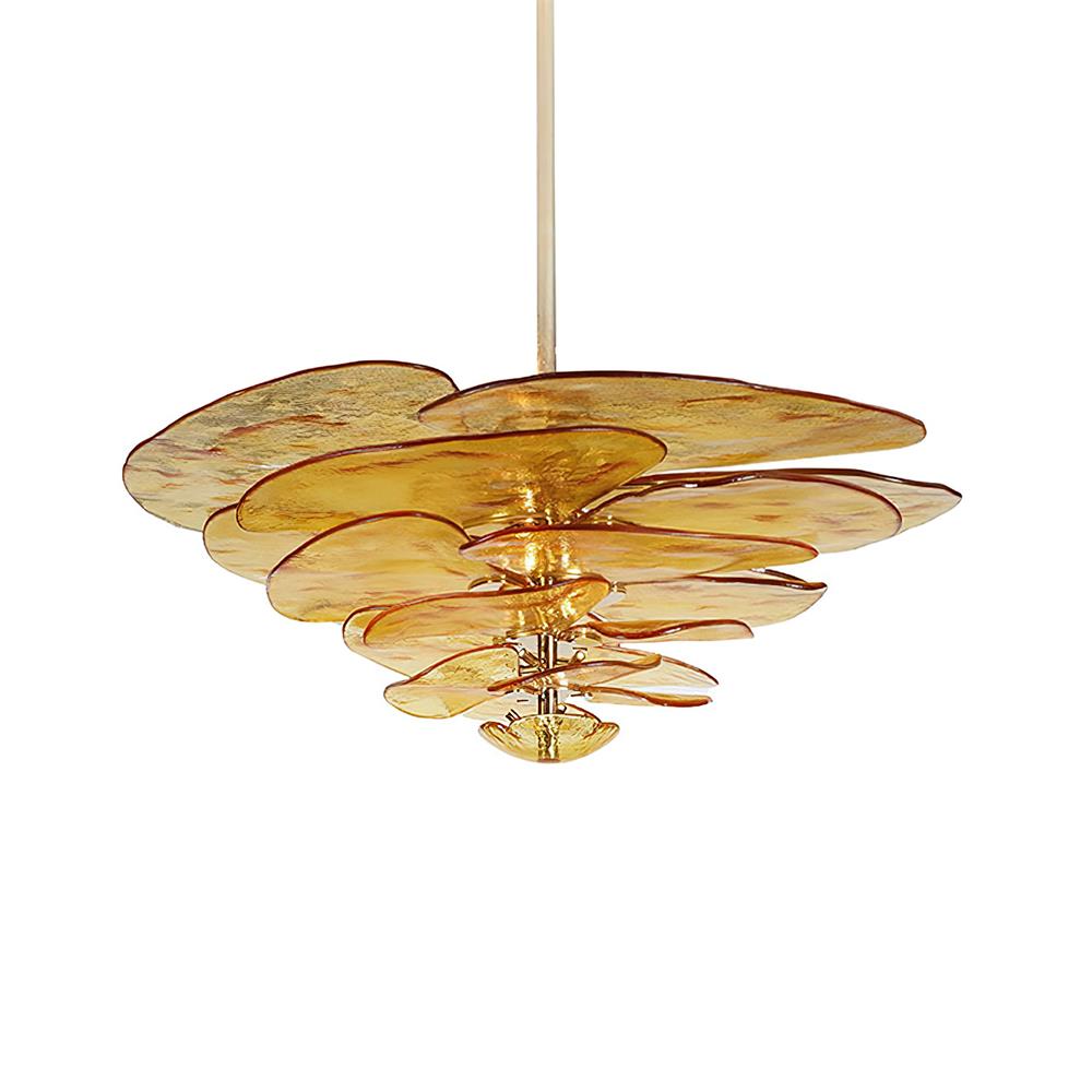 Elegant Chandelier Glass Petals Gold Adjustable Height 20