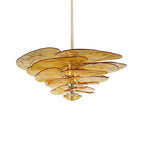 Elegant Chandelier Glass Petals Gold Adjustable Height 20