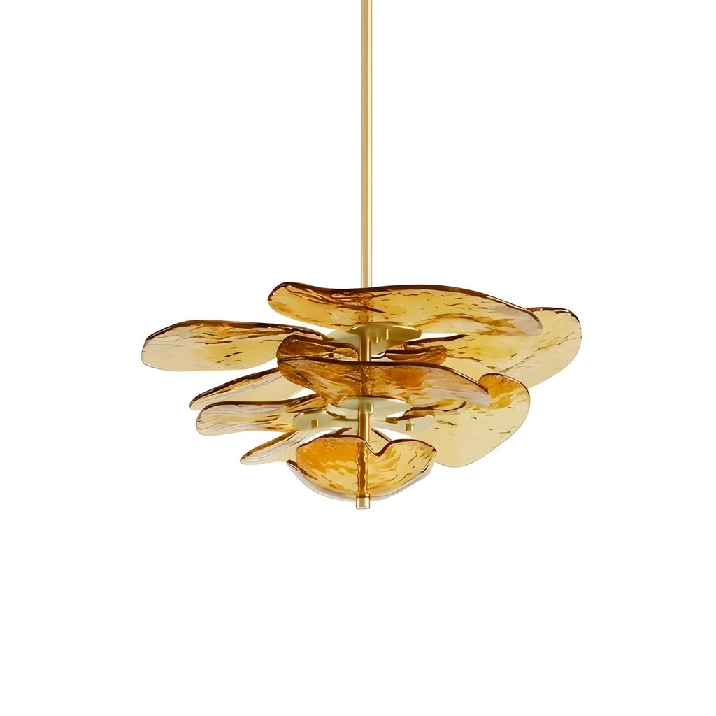 Elegant Chandelier Glass Petals Gold Adjustable Height 21