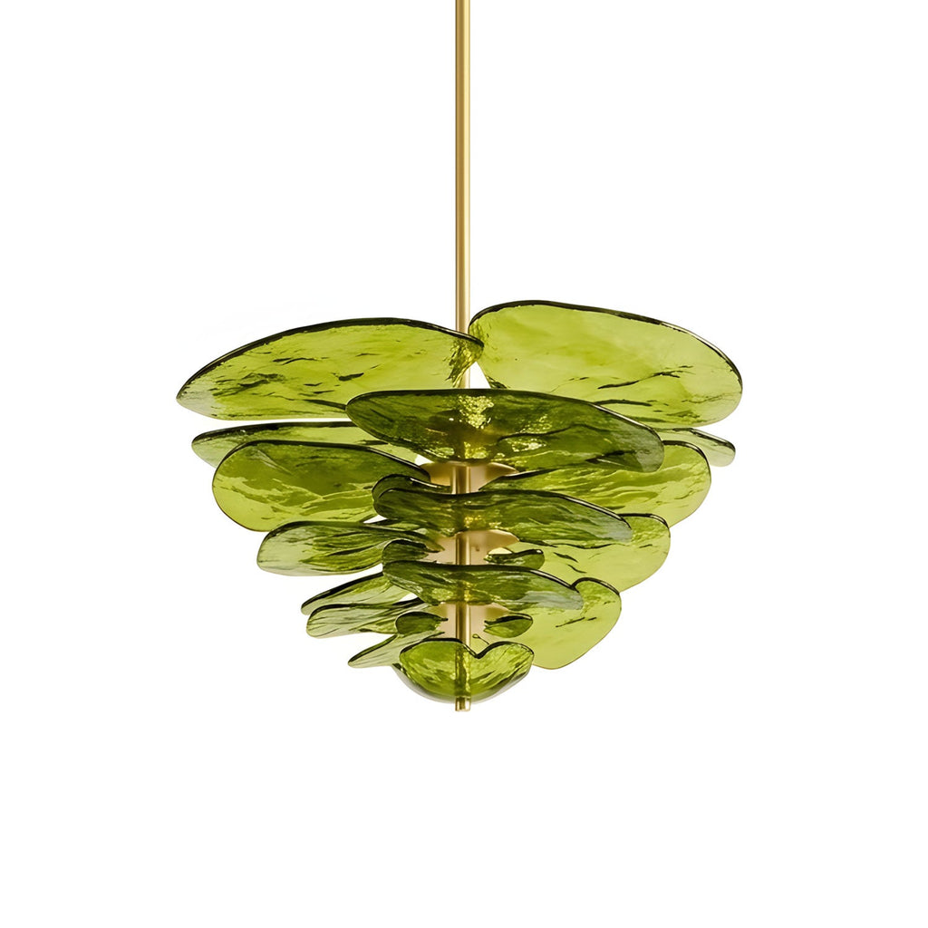 Elegant Chandelier Glass Petals Gold Adjustable Height 22