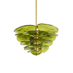Elegant Chandelier Glass Petals Gold Adjustable Height 22