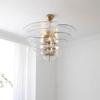 Elegant Chandelier Glass Petals Gold Adjustable Height 3