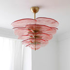 Elegant Chandelier Glass Petals Gold Adjustable Height 4