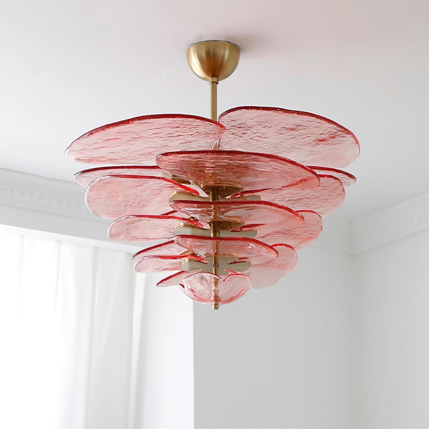 Elegant Chandelier Glass Petals Gold Adjustable Height 4