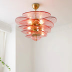 Elegant Chandelier Glass Petals Gold Adjustable Height 5